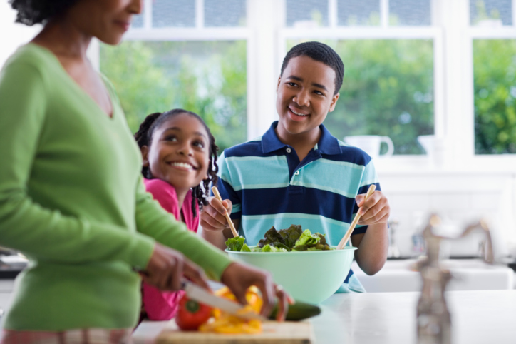 family eating food